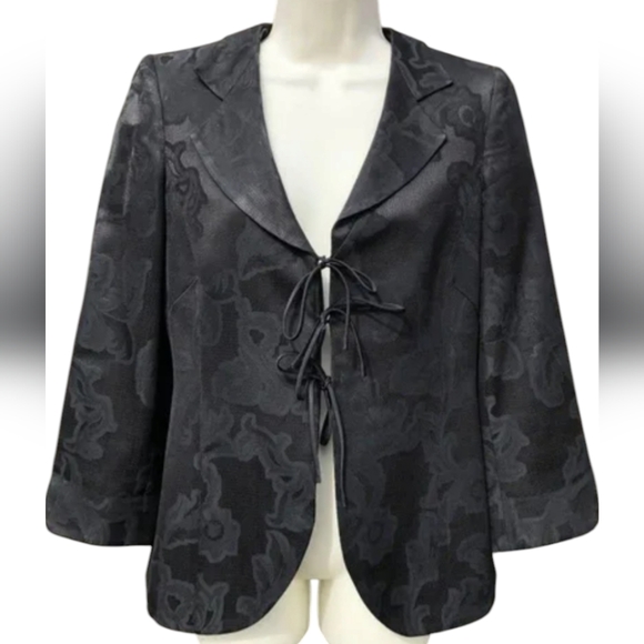 Armani collezioni woman floral Embossed black blazer size 8 - Picture 1 of 15